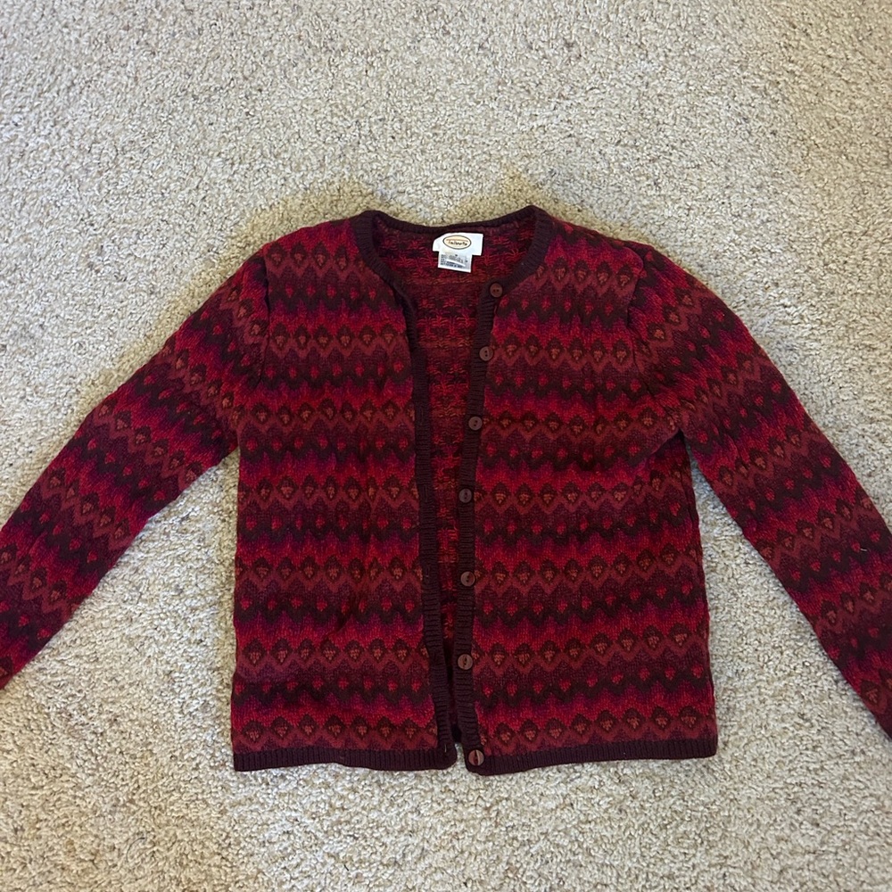 Red cardigan